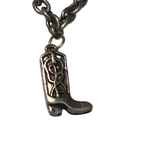 Cowboy Boot Charm Bracelet Anklet Adjustable Chain Lobster Clasp Silver Tone - Picture 2 of 4